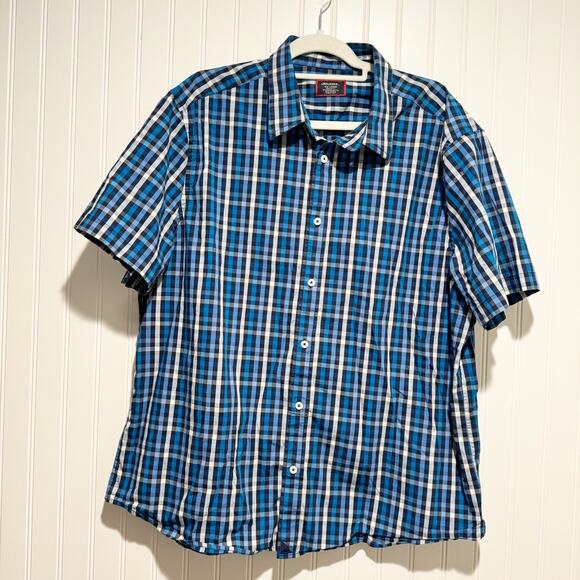 UNTUCKit Other - Untuckit Blue Check Short Sleeve Shirt Mens XXL